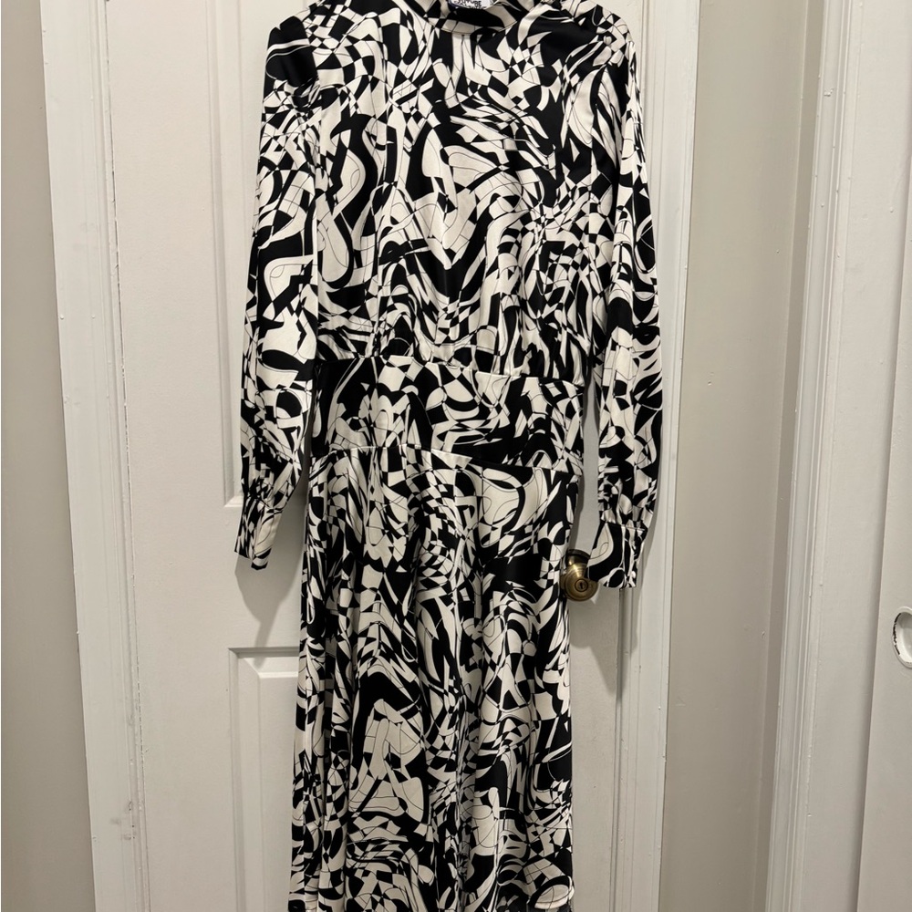 Elegant Monochrome Long Sleeve Dress